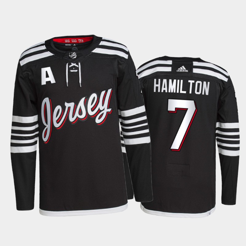 Men's New Jersey Devils #7 Dougie Hamilton 2021/22 Black Stitched Jersey Men's New Jersey Devils #7 Dougie Hamilton 2021/22 Black Stitched Jersey